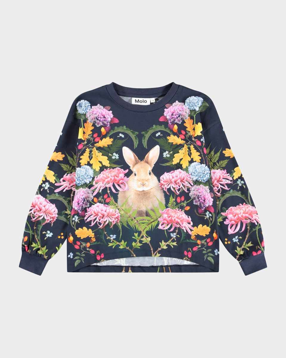 Girl's Reniza Printed Cotton Sweatshirt, Size 4-